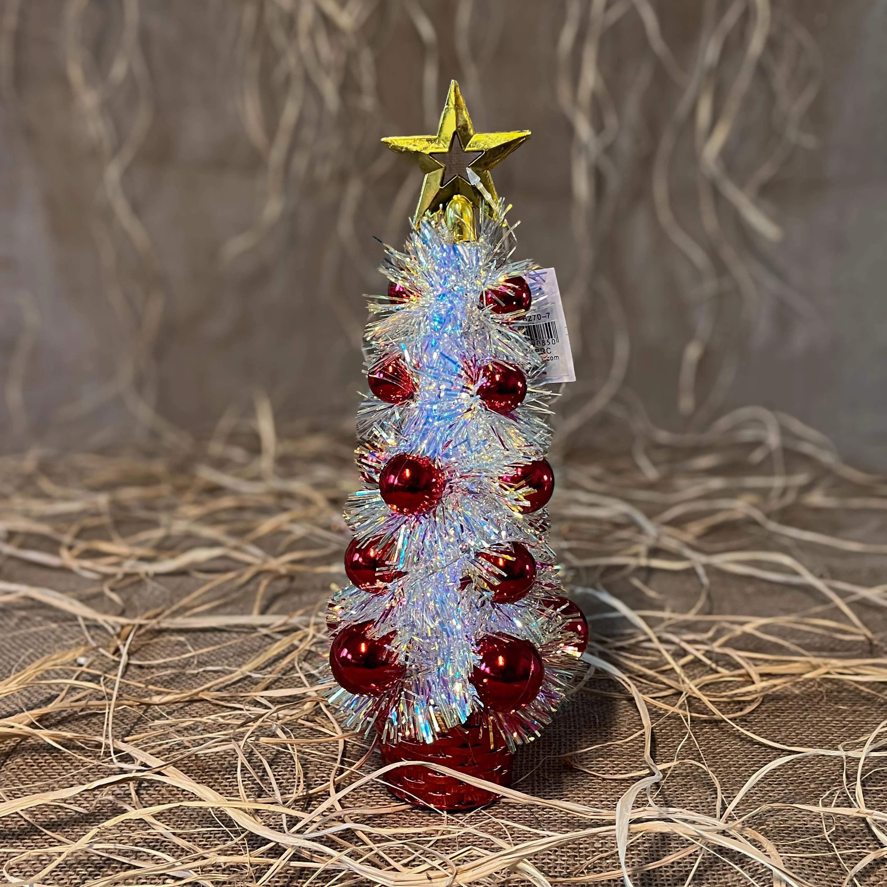 Yılbaşı SüsleriMini Simli Kırmızı Çam Ağacı