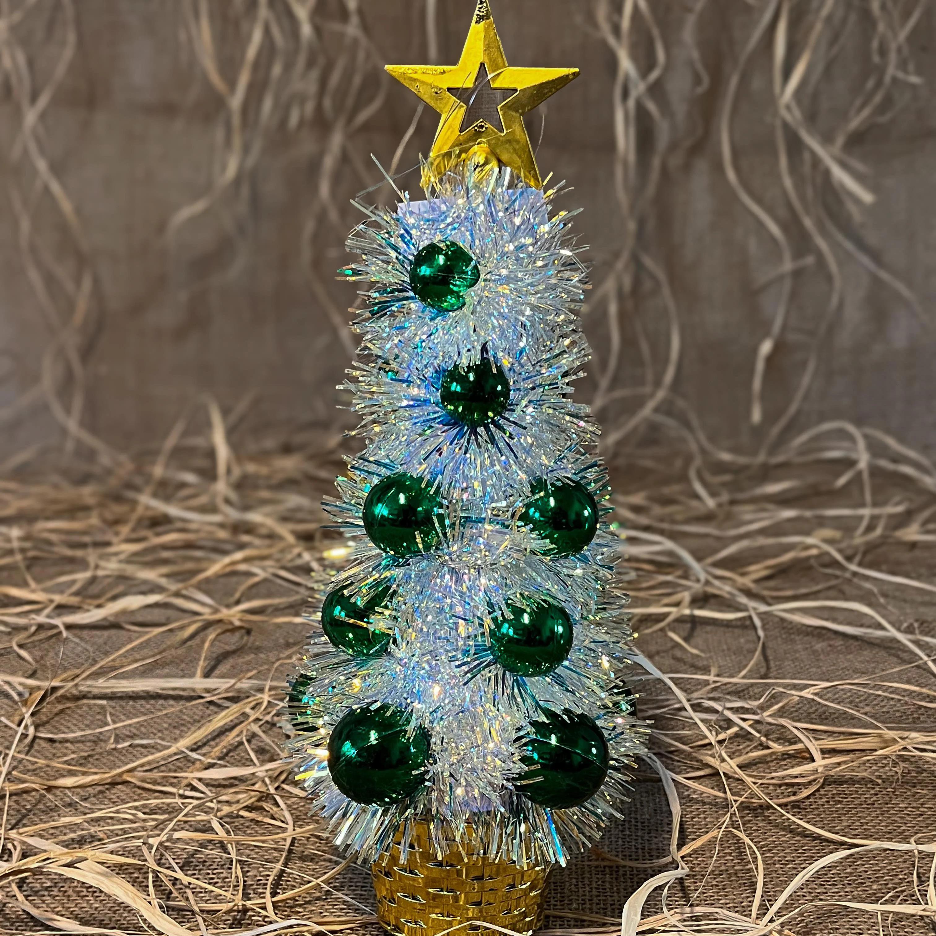 Yılbaşı SüsleriMini Simli Yeşil Çam Ağacı