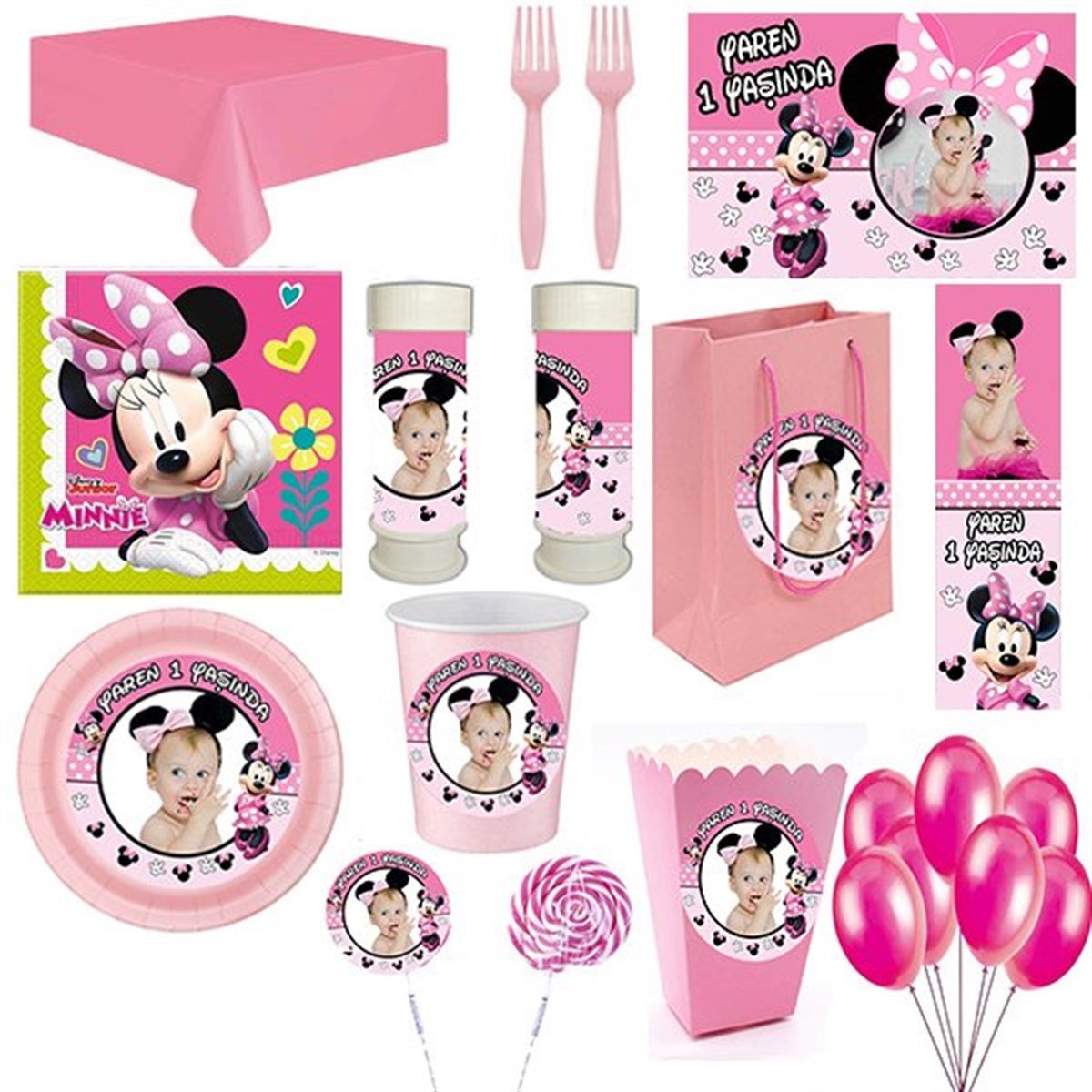 Minnie Mouse Kişiye Özel 16 Kişilik Parti Seti