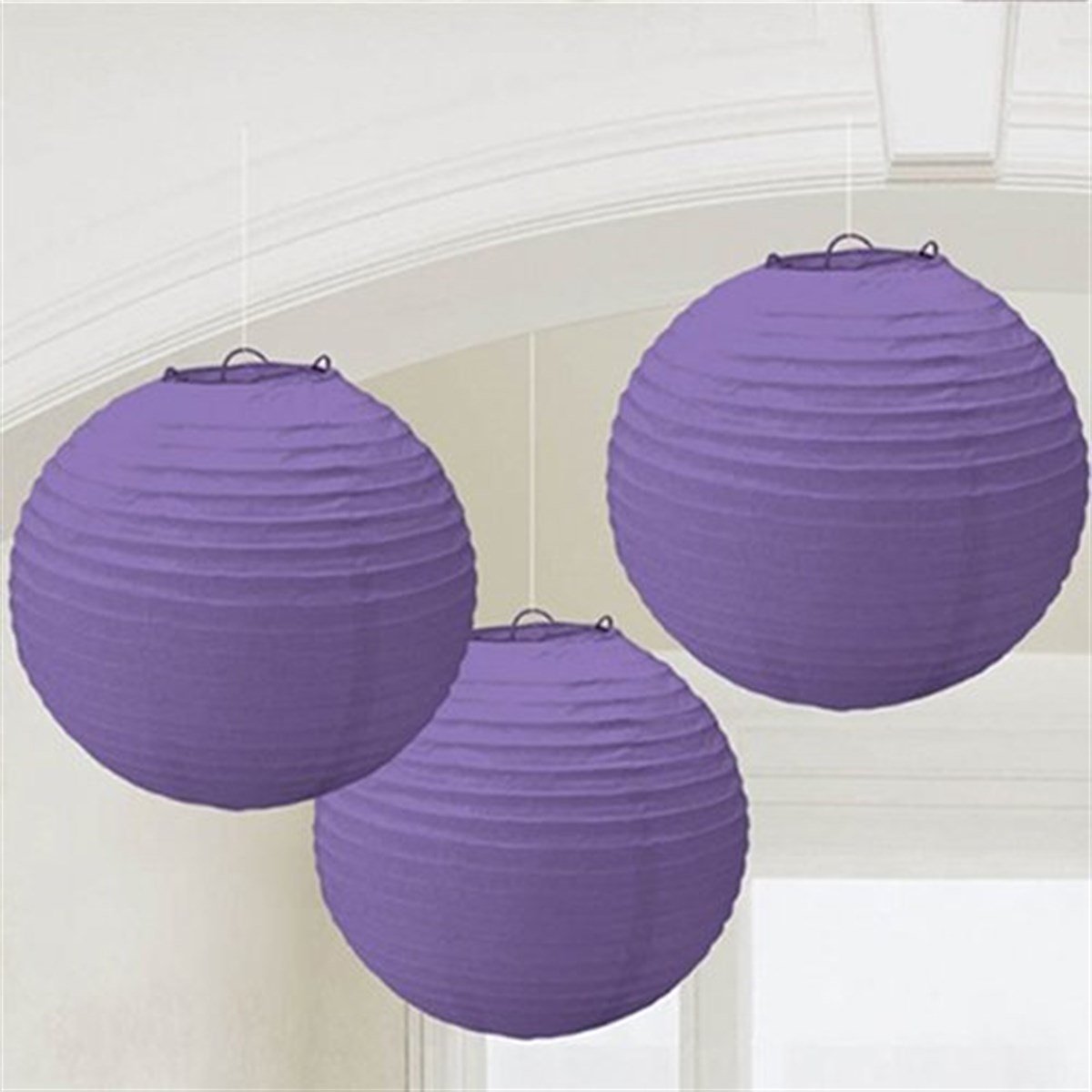 Mor Kağıt Fener Süs 30 Cm 3 Adet