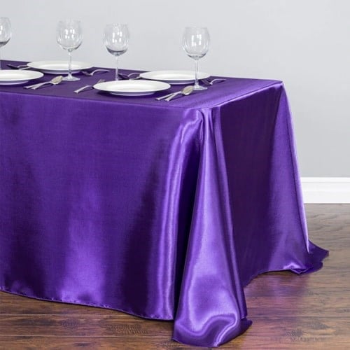 Mor Renkli Saten Masa Örtüsü