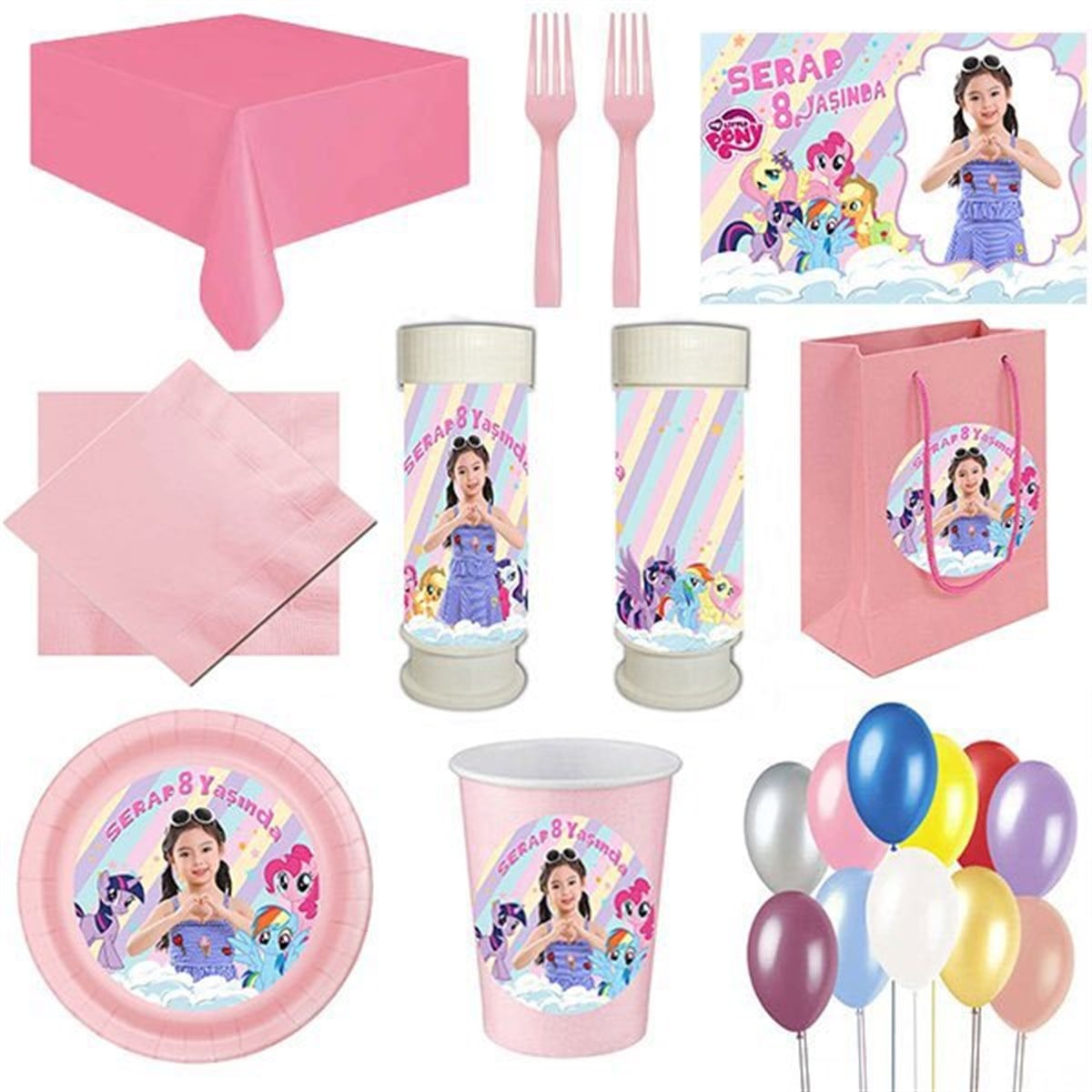 My Little Pony Kişiye Özel 8 Kişilik Parti Seti