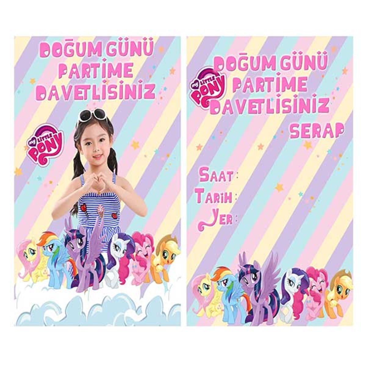 My Little Pony Kişiye Özel Davetiye 10 Adet