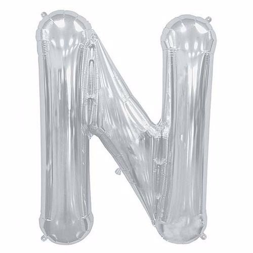 N Harf Folyo Balon Gümüş 100 cm