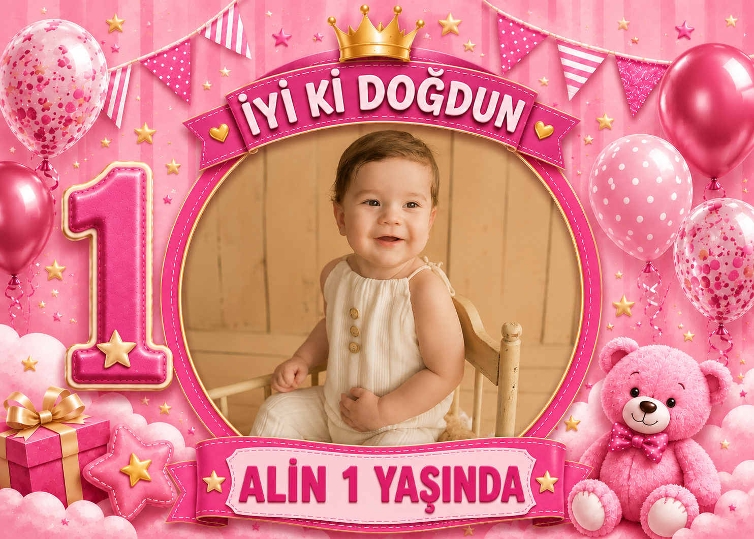 1 Yaş Kız KonseptiOne Kişiye Özel Afiş