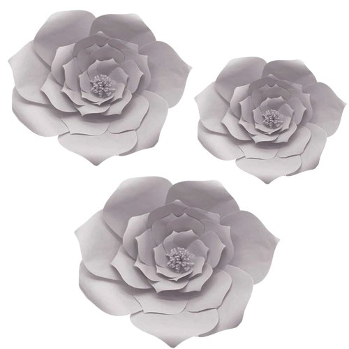 Parti Dekor Süs Gri Kağıt Çiçek 20 Cm