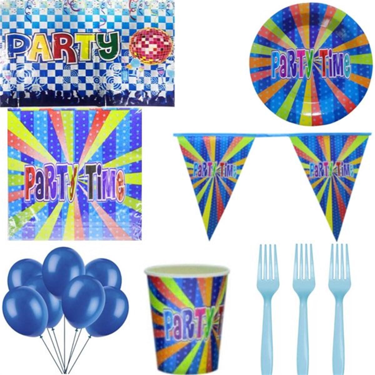 Party Time Mavi 8 Kişilik Parti Seti