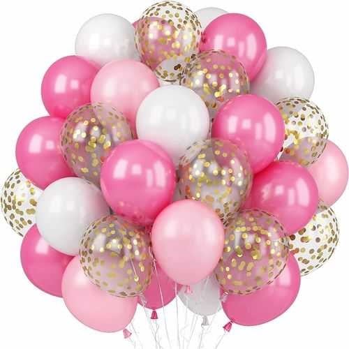 Pembe Fuşya Beyaz Uçan Balon 20 Adet