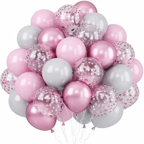 Pembe Gümüş Uçan Balon 20 Adet