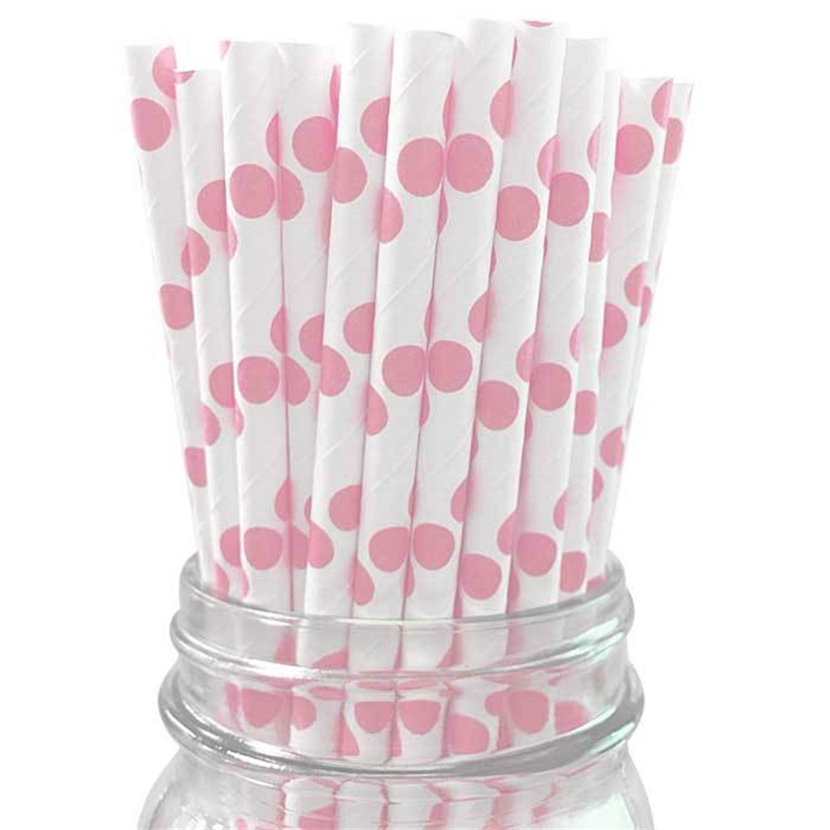 Pembe Puantiyeli Karton Pipet 25 Adet