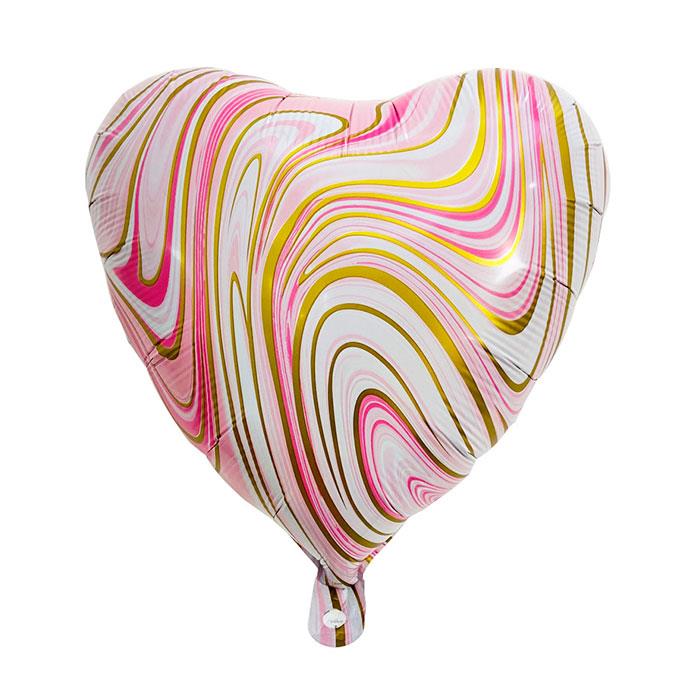 Pembe Renk Mermer Kalp Balon