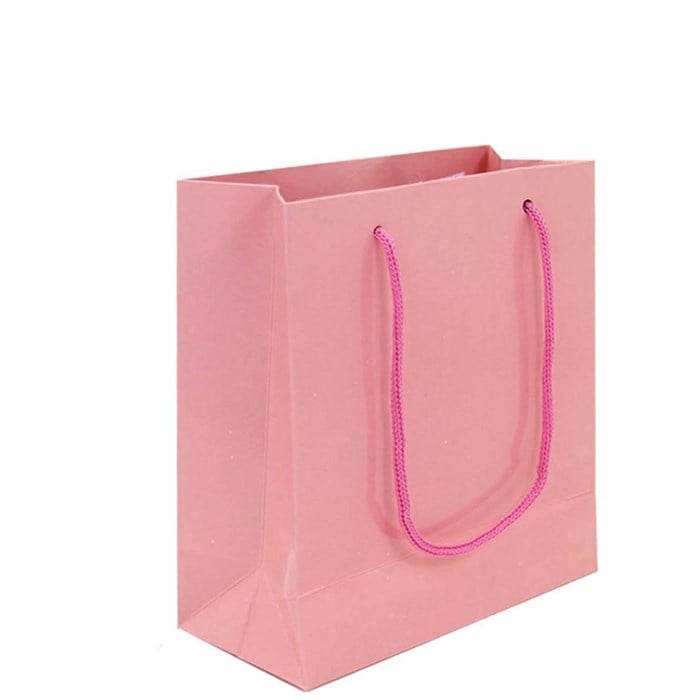 Pembe Renkli Karton Çanta 25 Adet 14 x 17 Cm