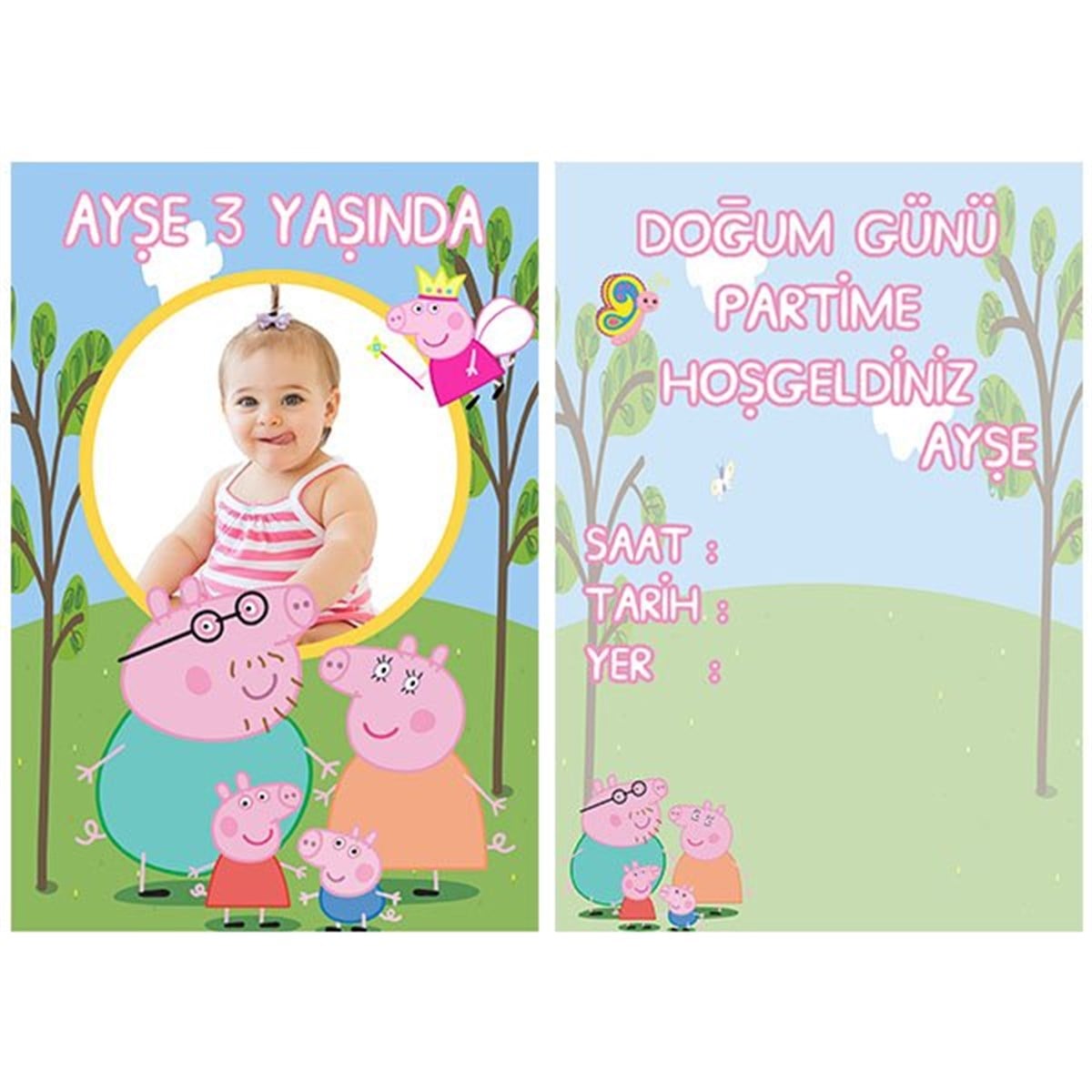 Peppa Pig Davetiye 10 Adet