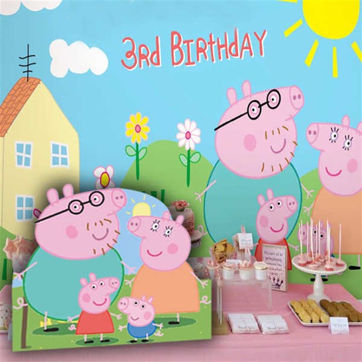 Peppa Pig Dekor Masa Üstü Ayaklı Pano