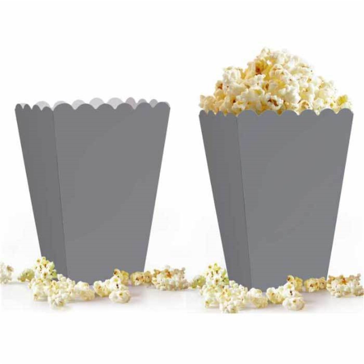 Popcorn Mısır Kutusu Gümüş Renk 8 Adet