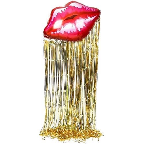 Saçaklı Dudak Folyo Balon Gold