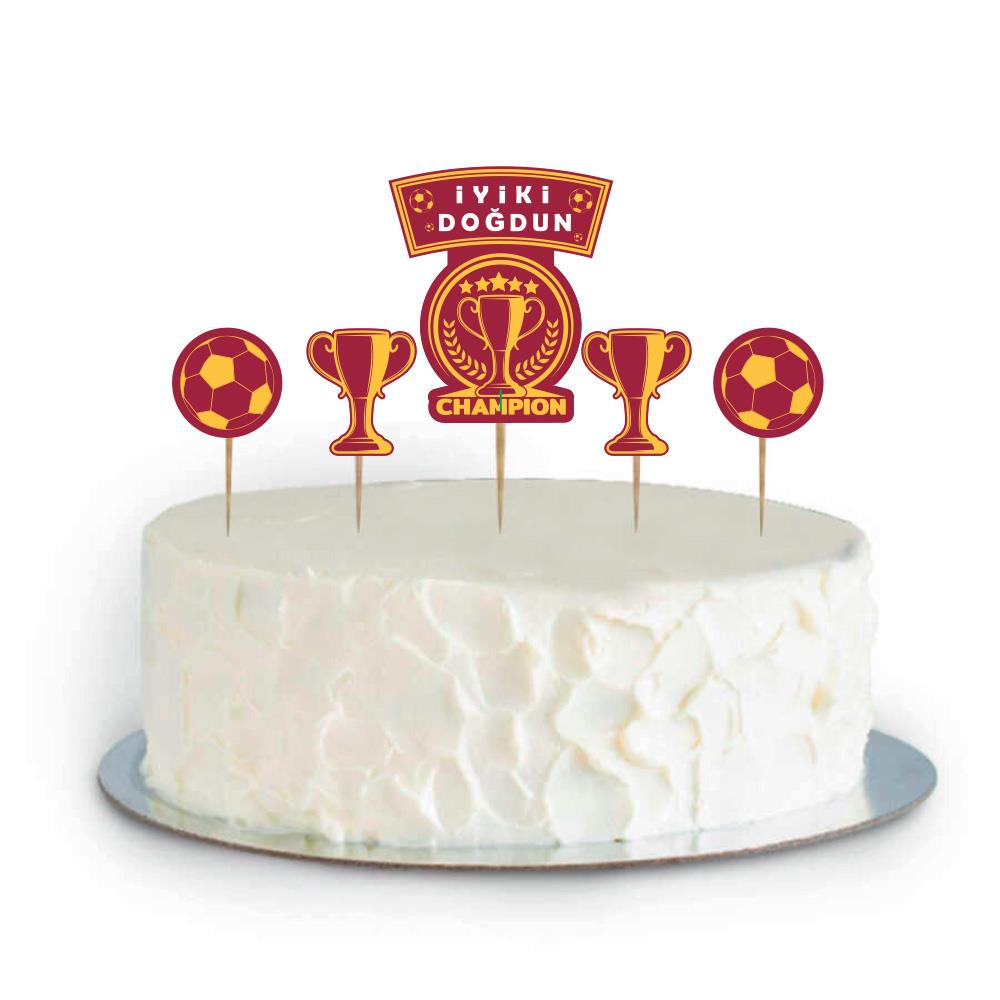 GalatasaraySarı Kırmızı Pasta Süsü 5'li