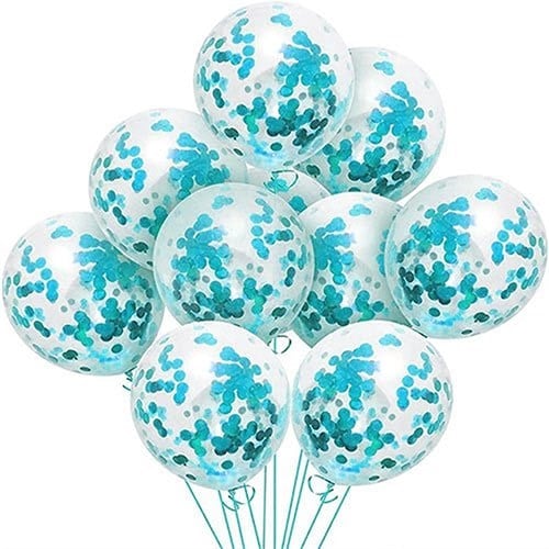 Şeffaf Açık Mavi Konfetili Balon 10 Adet
