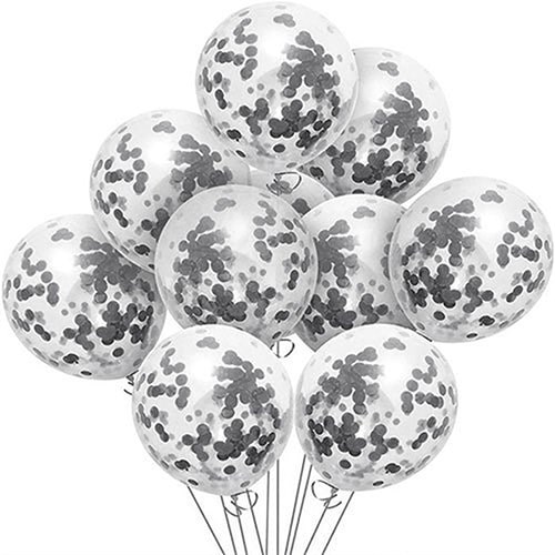 Şeffaf Gümüş Konfetili Balon 10 Adet