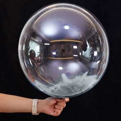 Şeffaf Gümüş Tüylü Balon 45 Cm