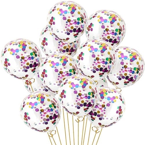 Şeffaf Karışık Konfetili Balon 10 Adet