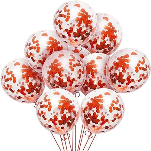 Şeffaf Kırmızı Konfetili Balon 10 Adet