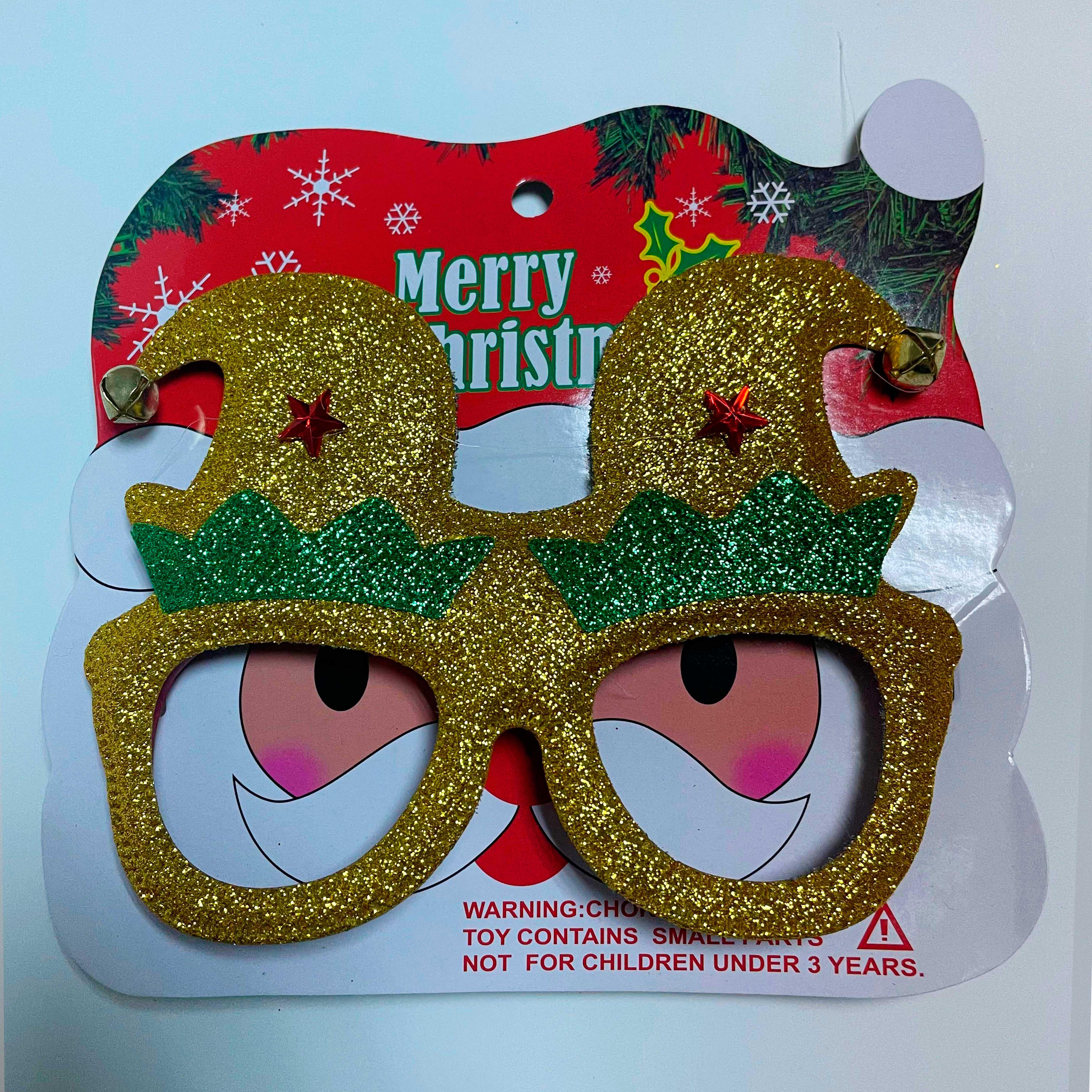 Taç ve GözlükSimli Noel Gold Şapka  Gözlük