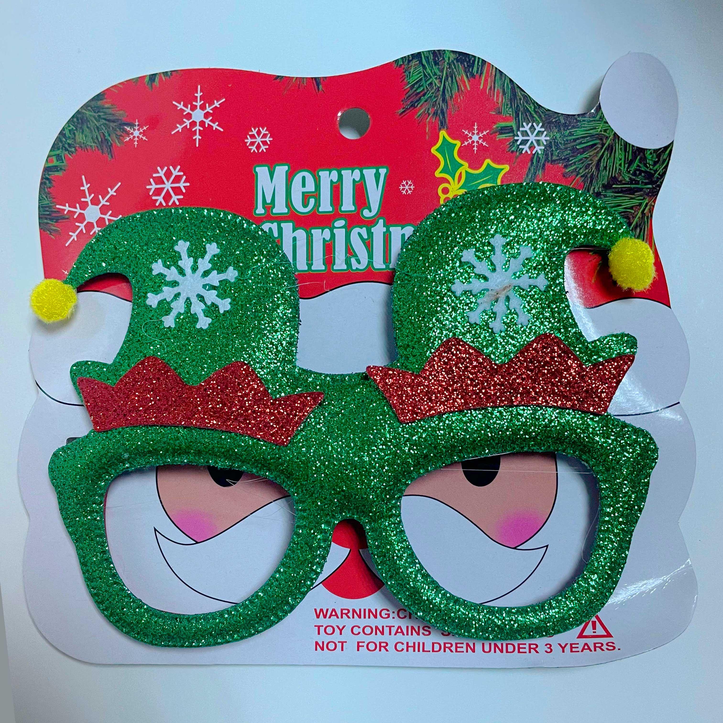 Taç ve GözlükSimli Noel Yeşil Şapka  Gözlük