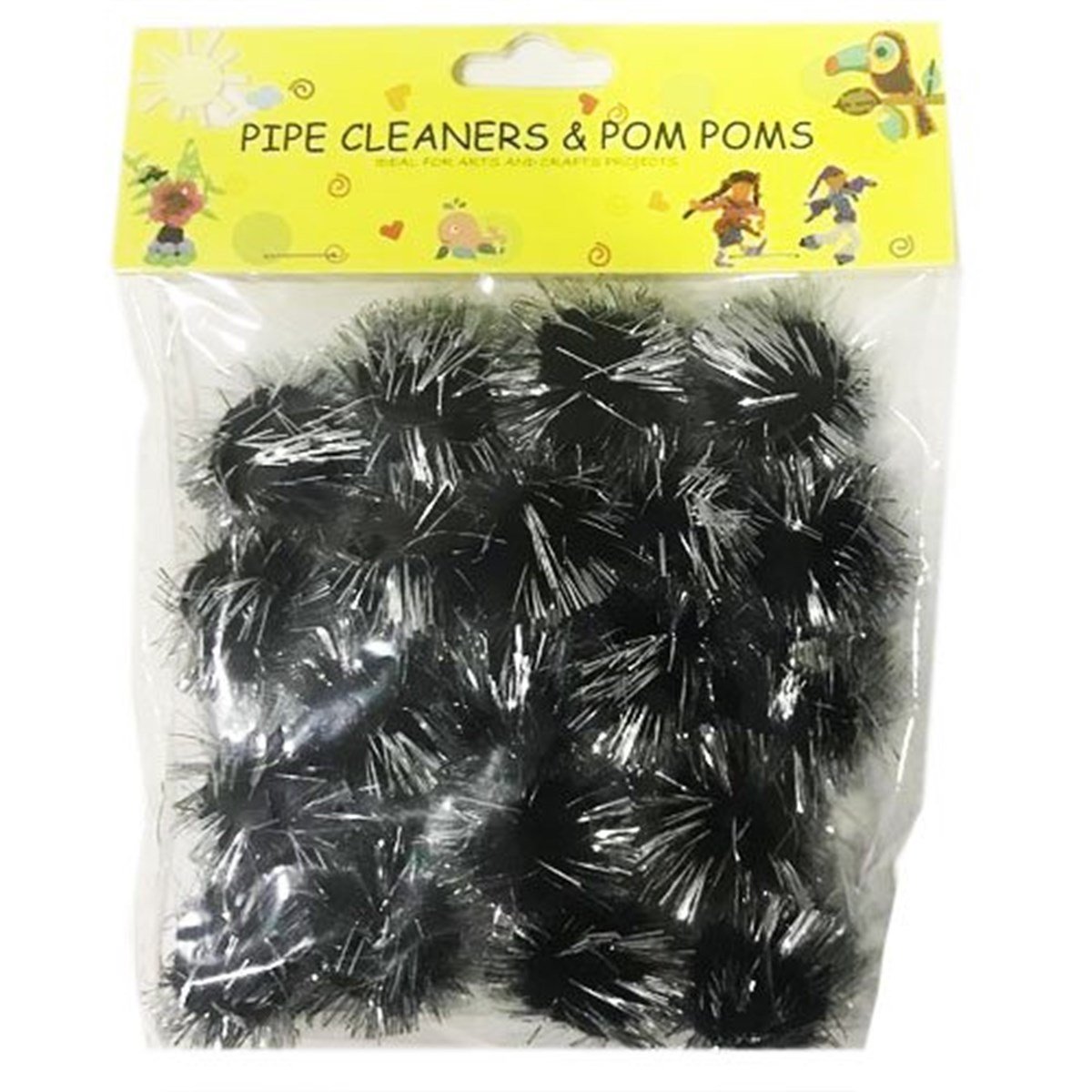 Simli Siyah Gümüş Ponpon