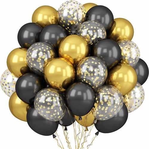 Siyah Gold Renkli Uçan Balon 20 Adet