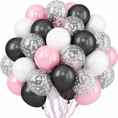 Siyah Pembe Beyaz Uçan Balon 20 Adet