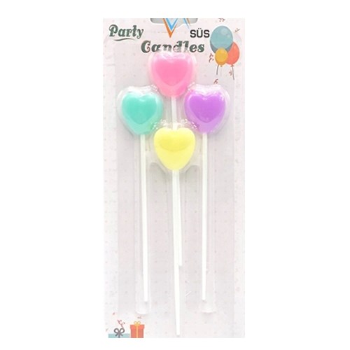 Soft Renkler Kalp Mum 4 Adet