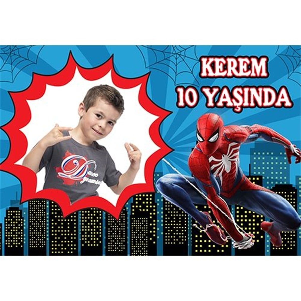 Spiderman Kişiye Özel Doğum Günü Afişi