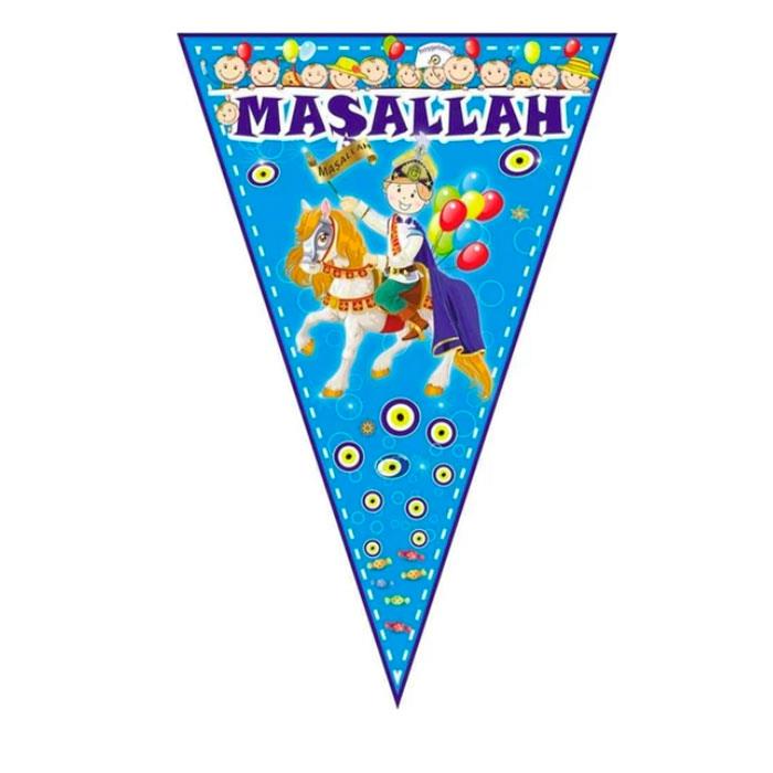 Sünnet Temalı Maşallah Yazı Üçgen Flama