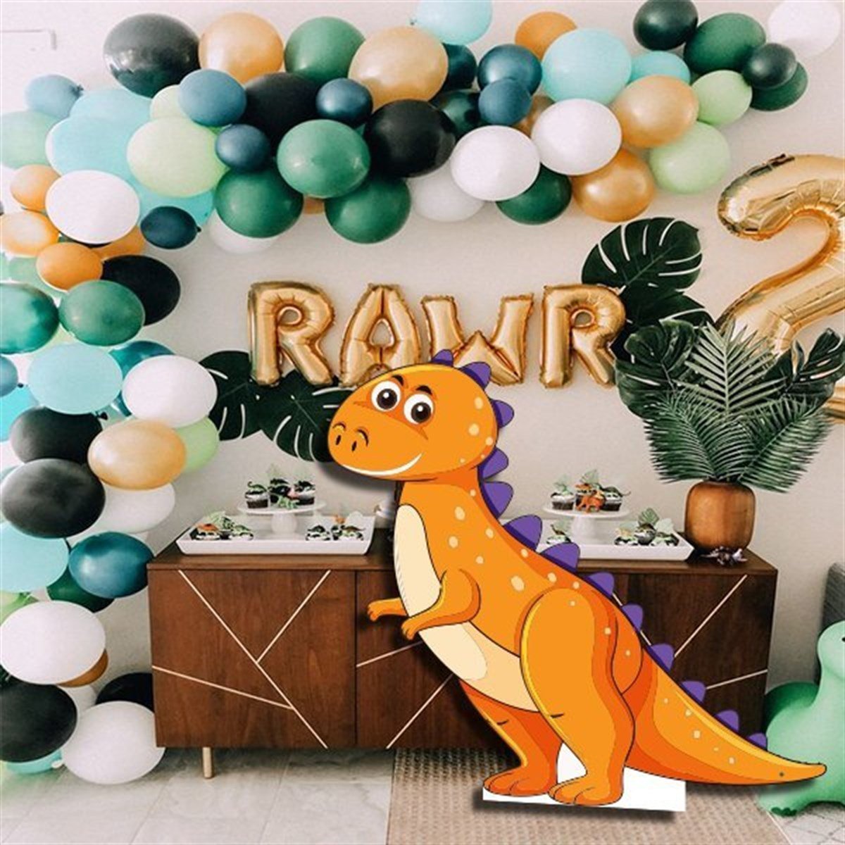 Turuncu Dinozor Ayaklı Pano 61 x 70 Cm