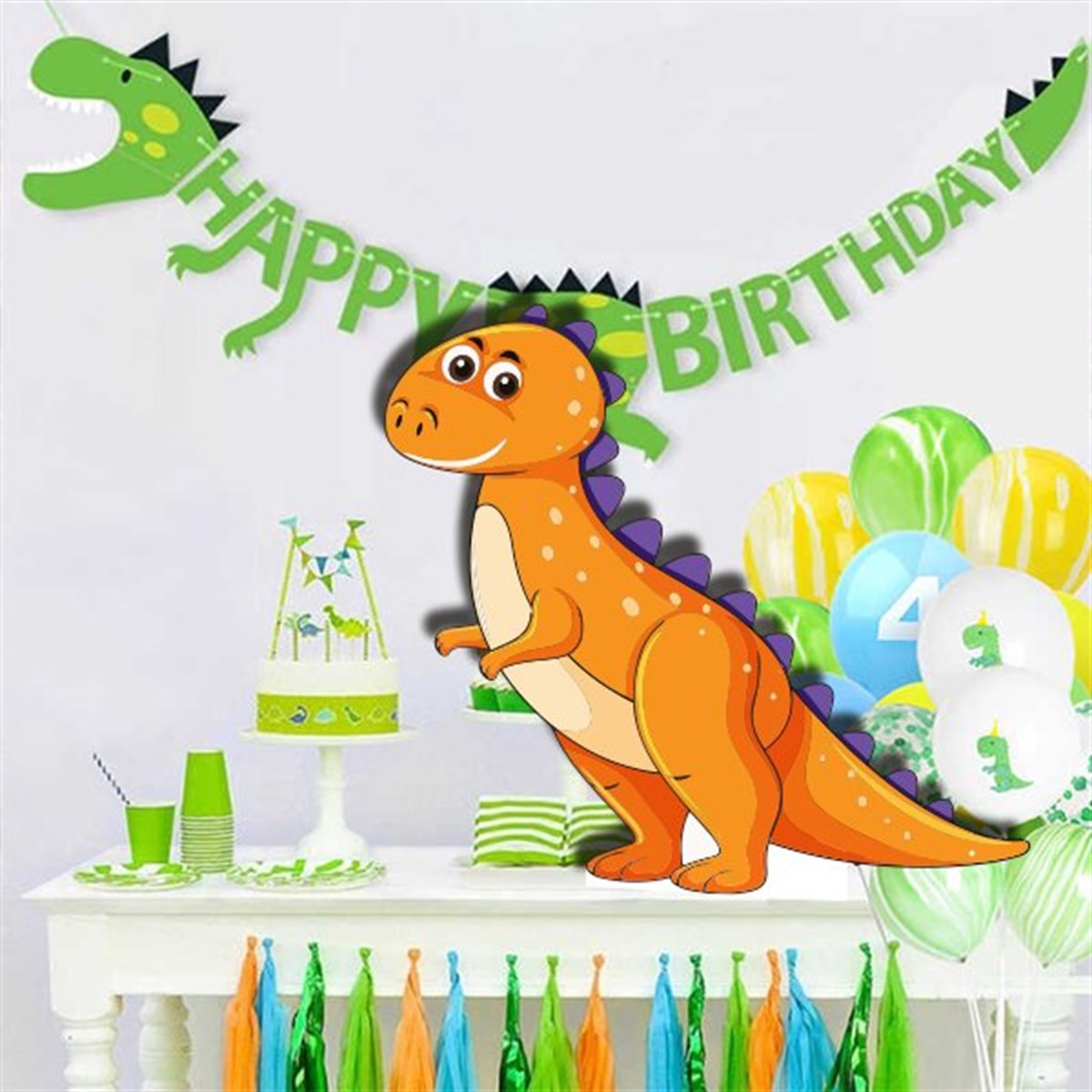 Turuncu Dinozor Masa Üstü Ayaklı Pano