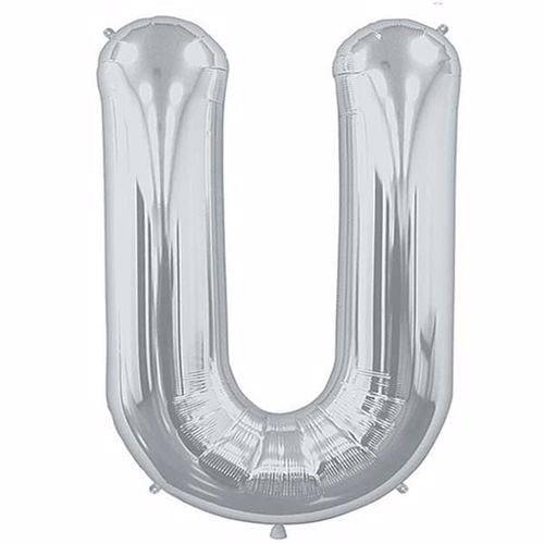 Gümüş Renk 76 cm U Harf Folyo Balon Gümüş 76 cm