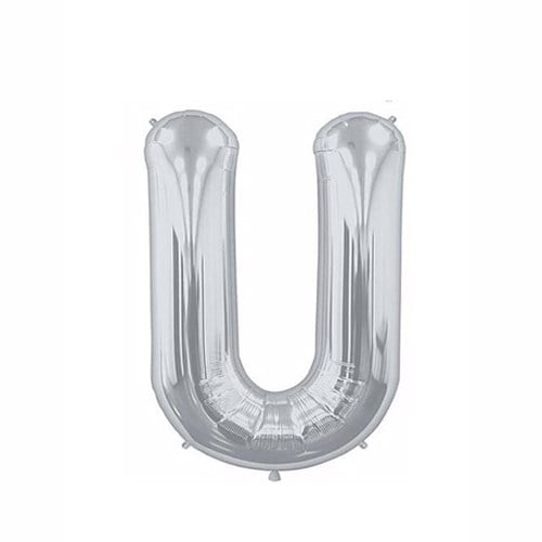 U Harf Folyo Gümüş Balon Küçük 35  cm