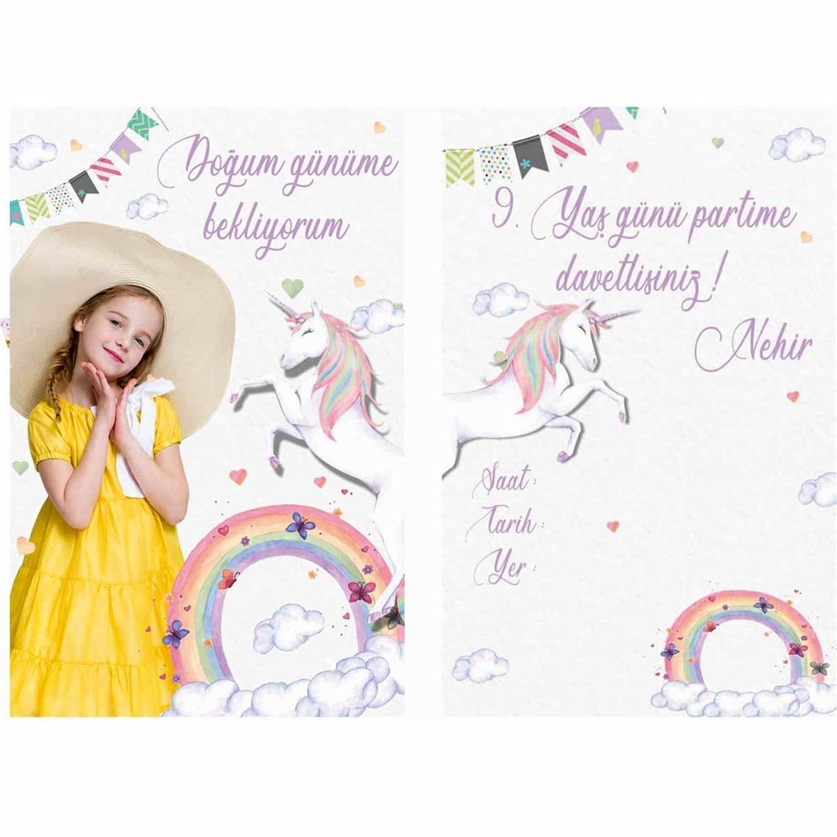 Unicorn Kişiye Özel Davetiye 10 Adet