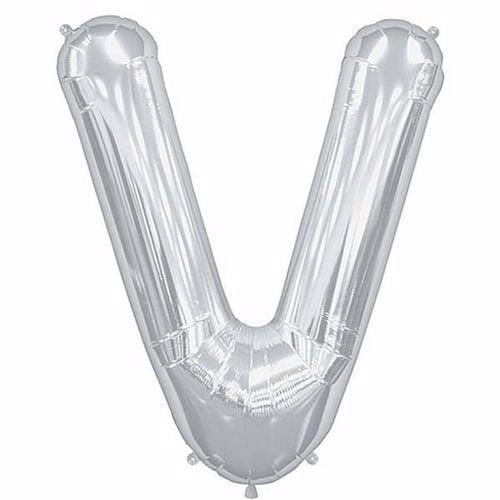 Gümüş Renk 76 cm V Harf Folyo Balon Gümüş 76 cm