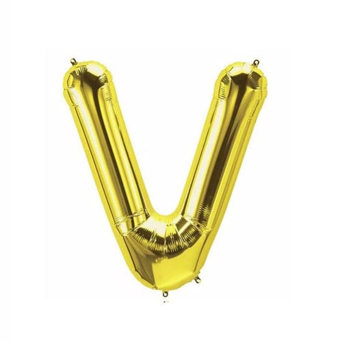 V Harf Folyo Gold Renk Balon Küçük 35 Cm