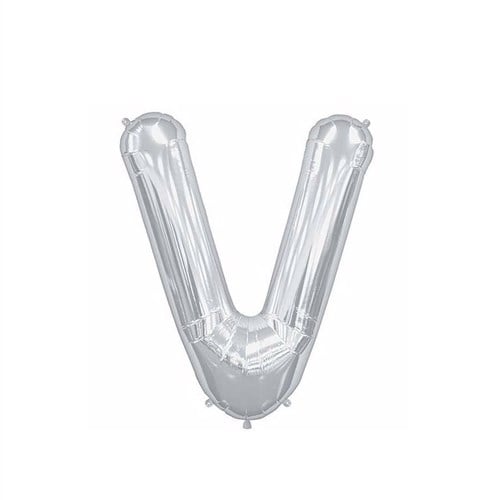 V Harf Folyo Gümüş Balon Küçük 35 cm