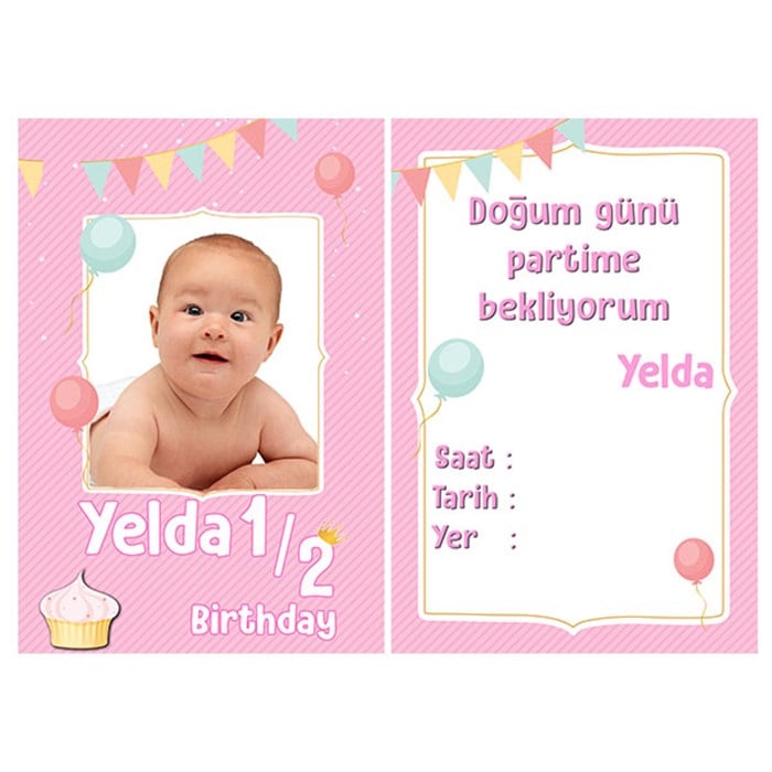 Yarım Yaş Kız Kişiye Özel Davetiye