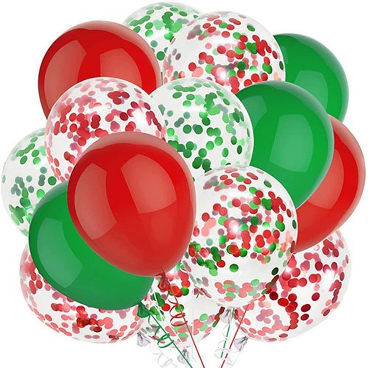 Yeşil Kırmızı Şeffaf Konfetili Balon