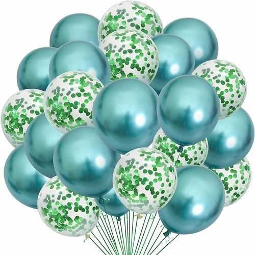 Yeşil Konfetili Uçan Balon 20 Adet