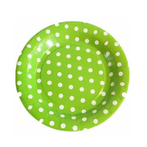 Yeşil Puantiyeli Karton Tabak 18 Cm 8 Adet