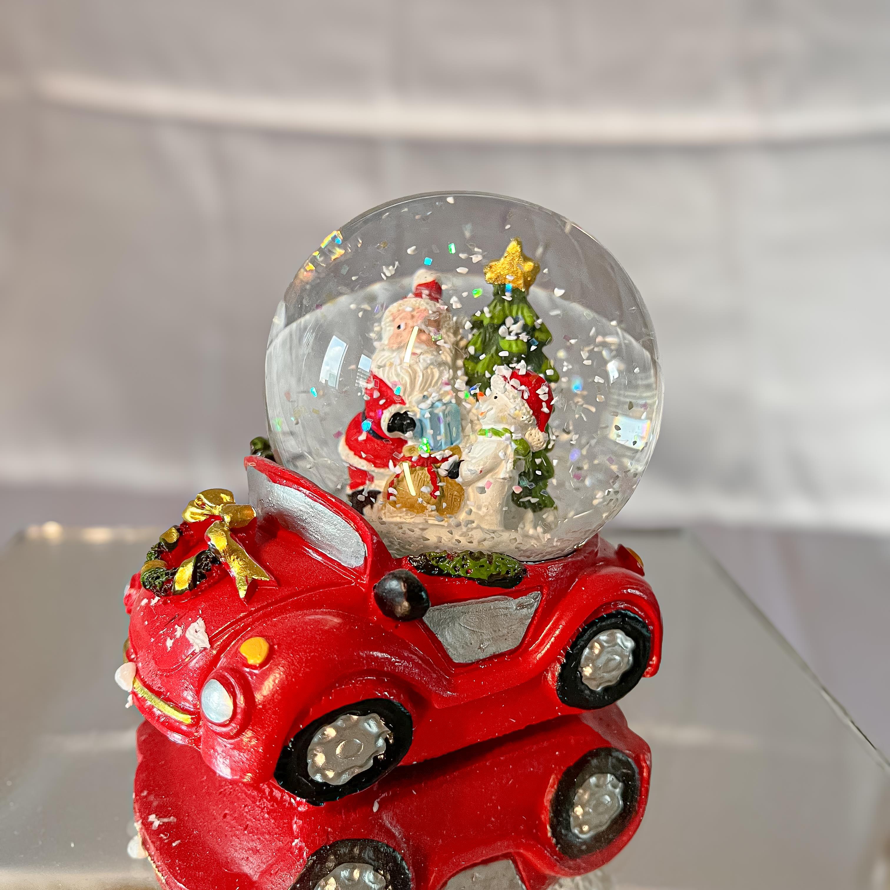 HediyelikYılbaşı Arabalı Kar Küresi Noel Baba ve Kardan Adam