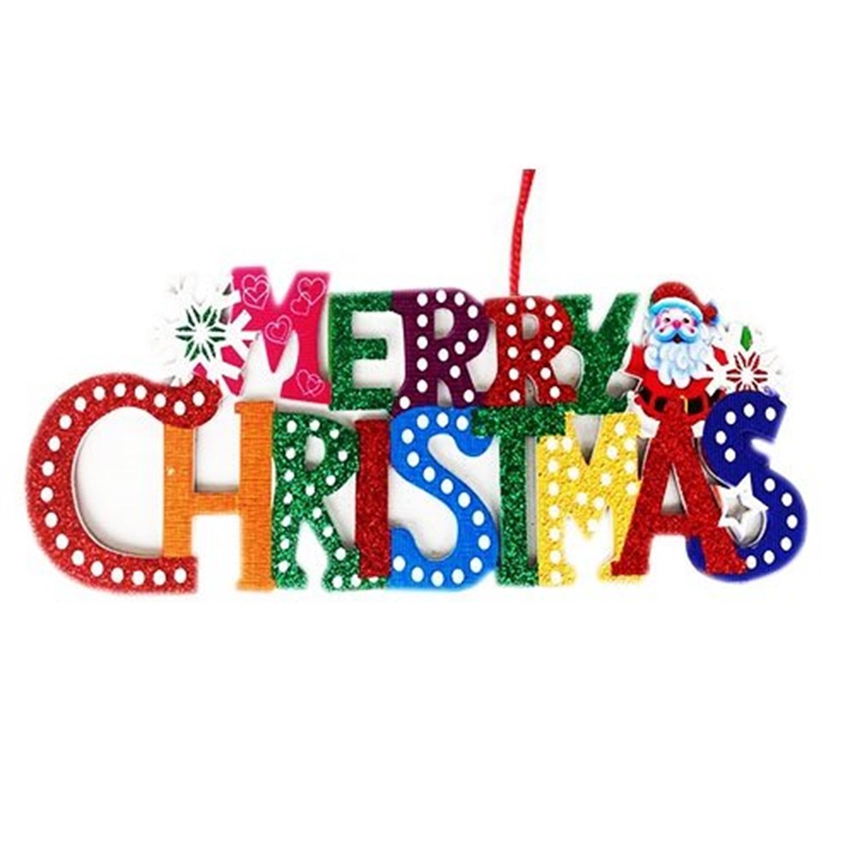 Yılbaşı Çift Taraflı Merry Christmas Asma Süs 17x36 Cm