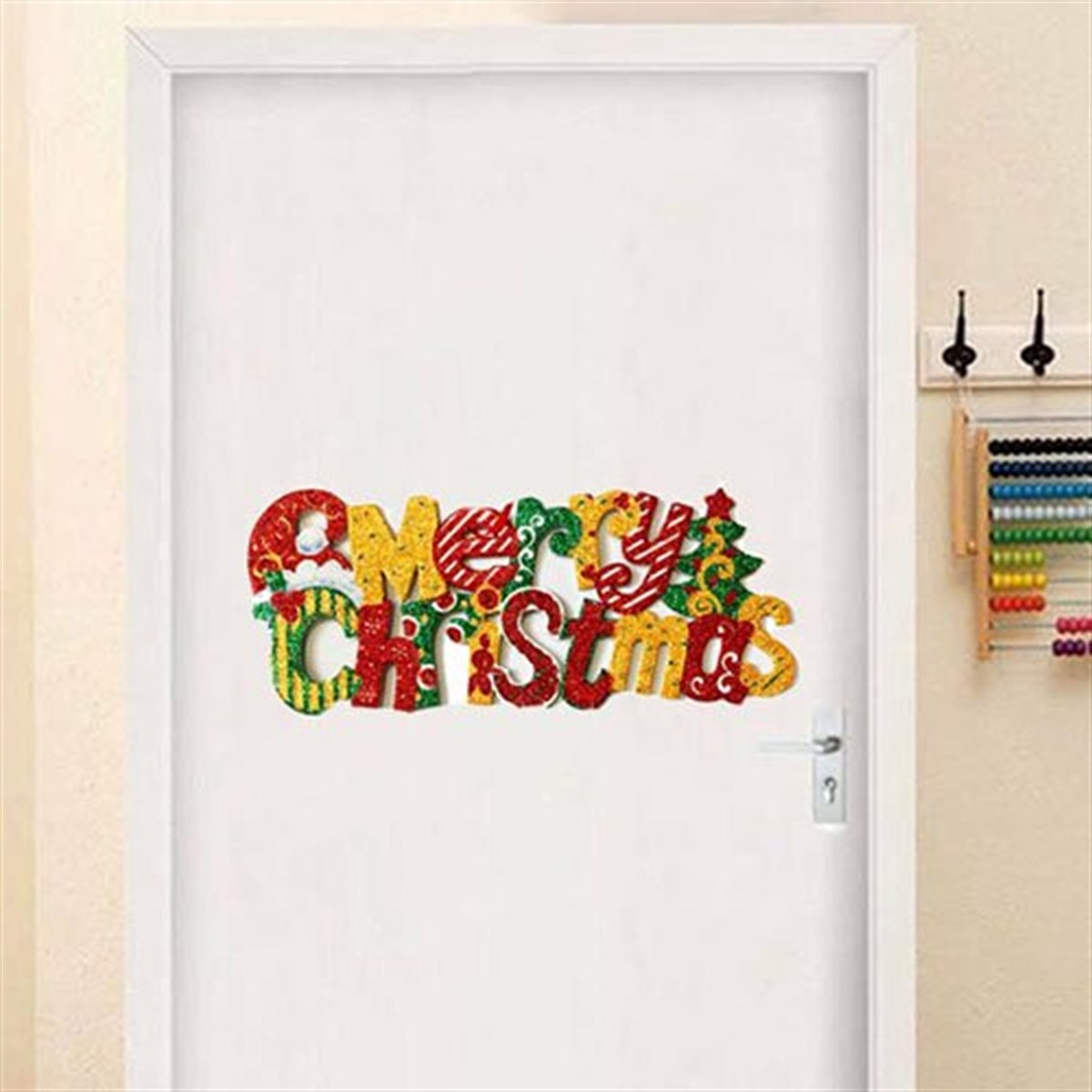 Yılbaşı Merry Christmas Yazılı Kapı Süsü 39x15 Cm