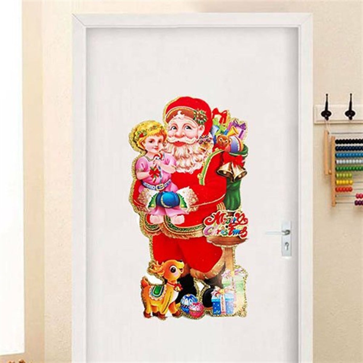 Yılbaşı Noel Baba Çocuk Kapı Süsü 26x47 Cm